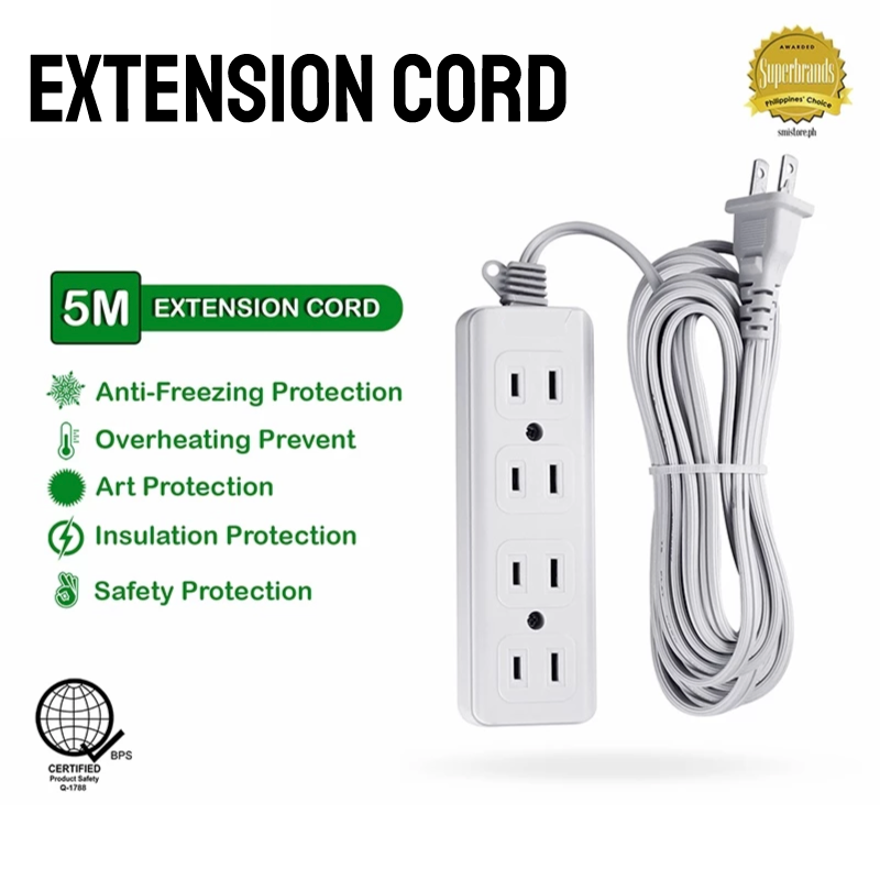 Power Strip Surge Protector Extension Cord with 4 Outlets 5m Power Cord Extension Outlets 9179