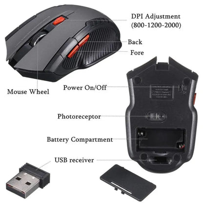 2.4GHz Wireless Optical Gaming Mouse Game Wireless Mice with USB Receiver For Computer PC Laptop